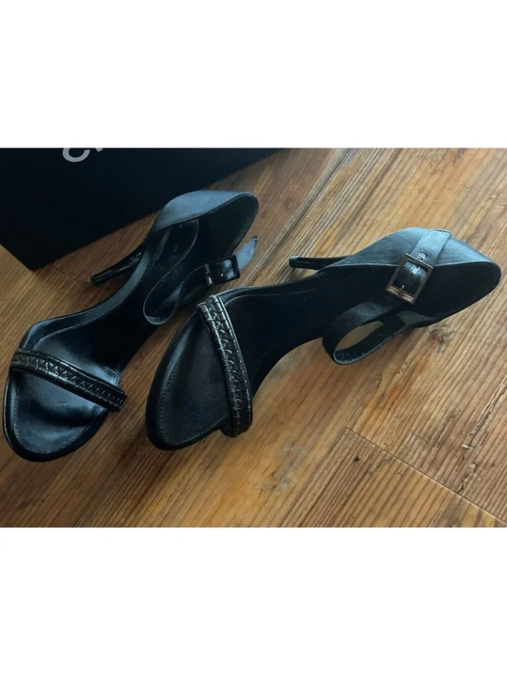 CHANEL CC Logo Crystal Black Heels Sandals 36 - New in Box
